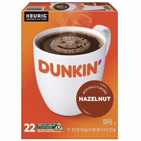 Dunkin Coffee, Hazelnut, K-Cup, Coffee, 0.817 lbs, 22 PK 881334012705